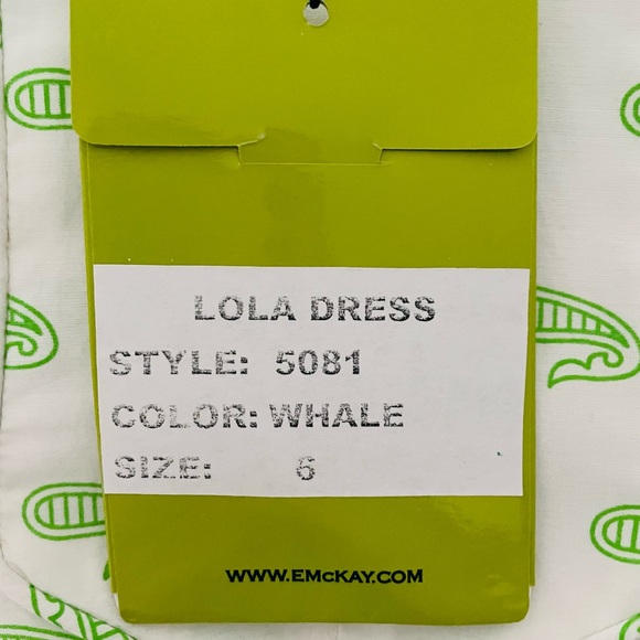 NWT Elizabeth McKay Lola Dress Whales / Green and White / Size 6 - Picture 5 of 11